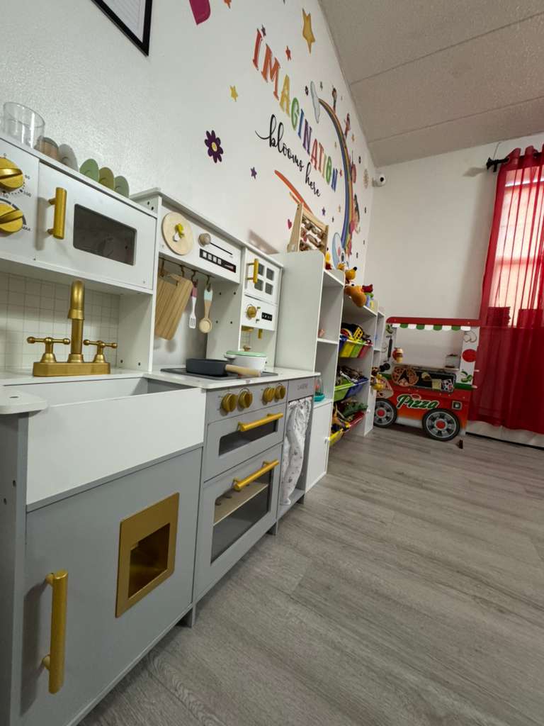 Play kitchen area for imaginative play